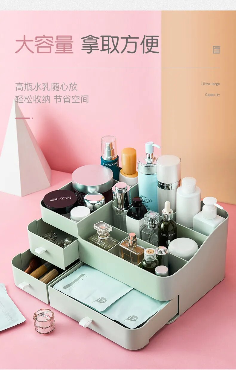 Home Cosmetic Storage Box Width Drawer, Large Desktop Dresser Shelf, Dormitory, Skin Care Product Organizing Storage Box