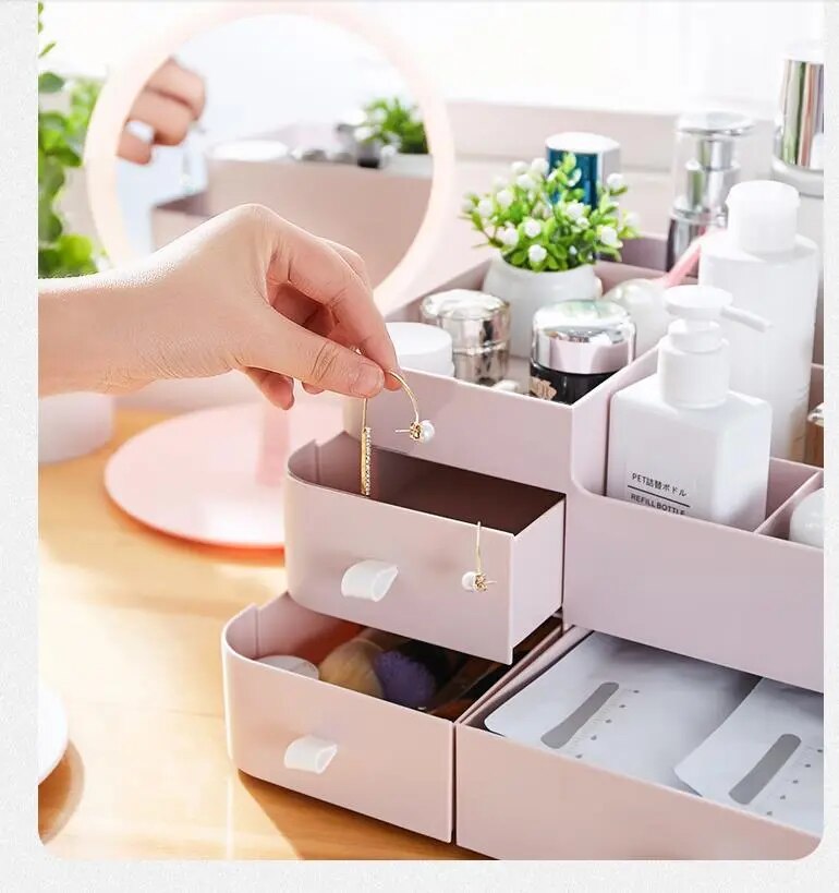 Home Cosmetic Storage Box Width Drawer, Large Desktop Dresser Shelf, Dormitory, Skin Care Product Organizing Storage Box