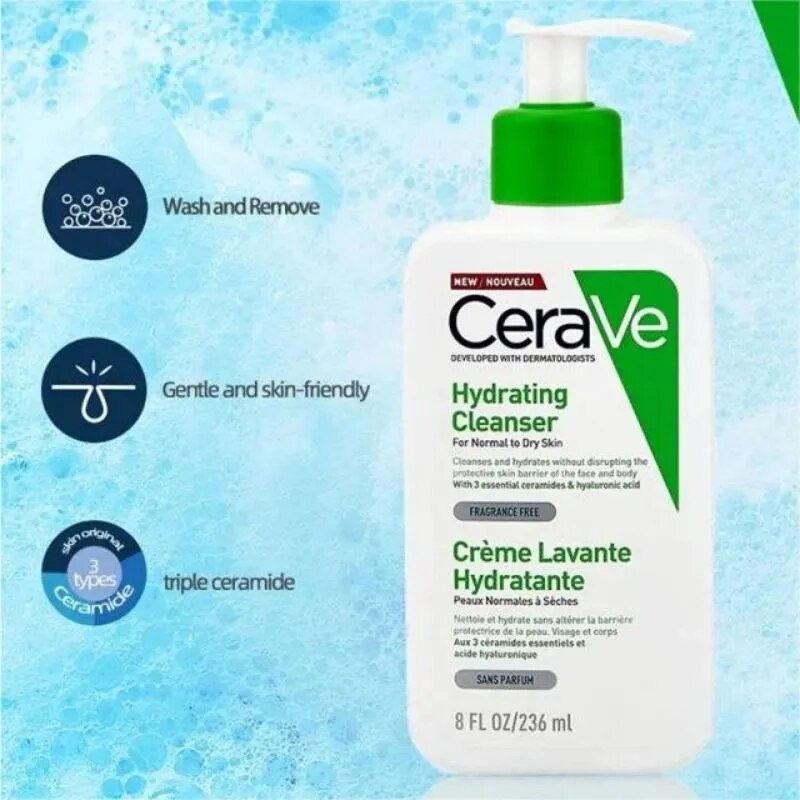 Cerave Skin Care Products Foaming Cleanser Salicylic Acid Hydrating Face Wash Moisturizing Lotion Blackhead Removal Care 236ml
